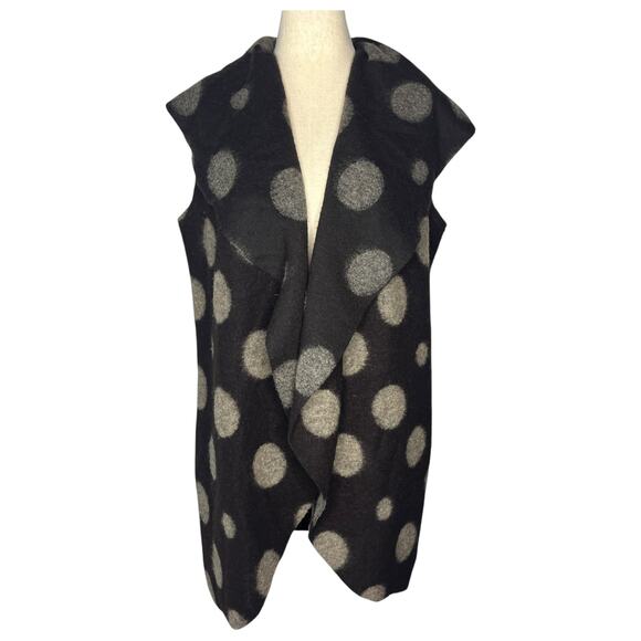 Bryn Walker Womens Sweater Sz? Black Vest Polka Dot Italian Wool Blend Lagenlook - Picture 1 of 8